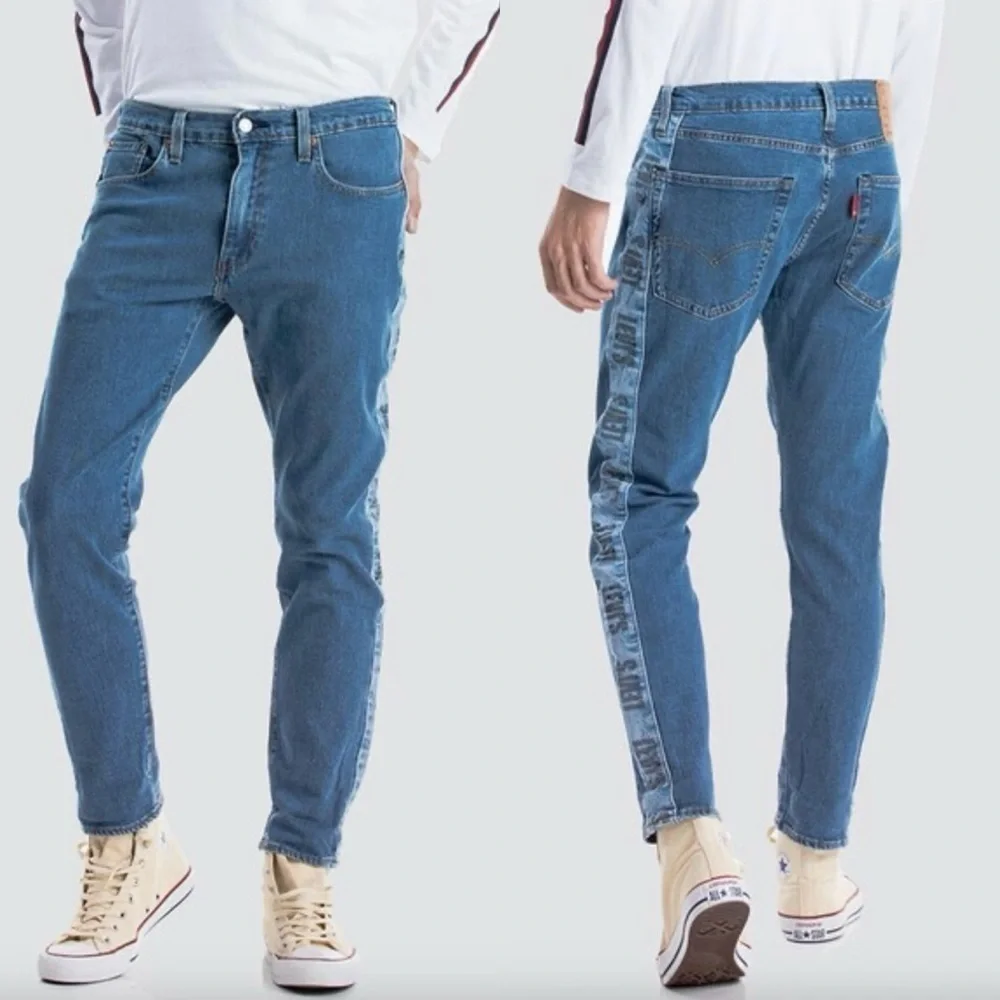 Levi's Mens Hi Ball Roll Jeans Size 30 Blue Medium Wash Logo Stripe Stretch
